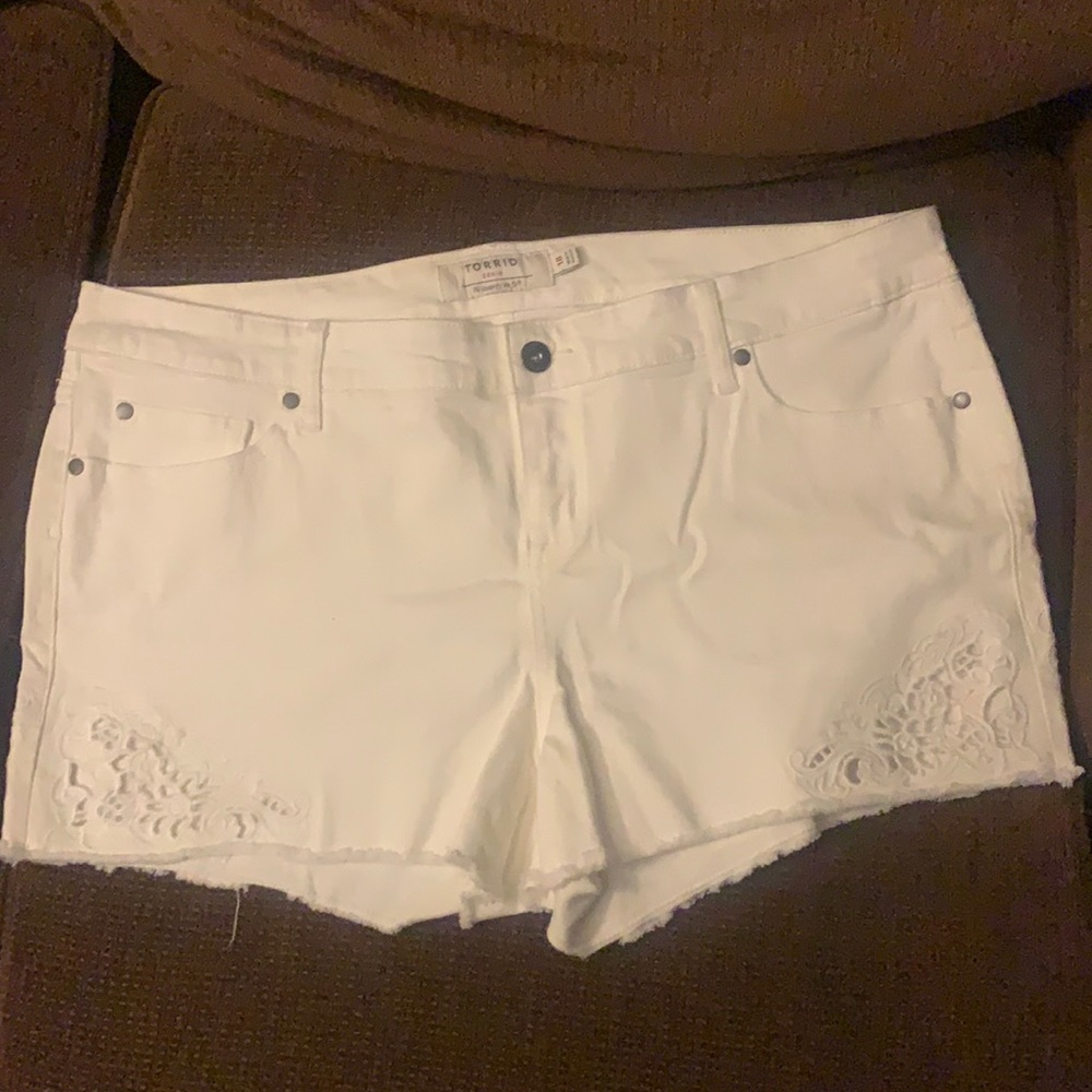 Torrid white jean shorts white